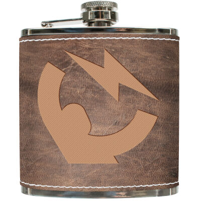 Merch Instant Logo - Leatherette Covered 6oz Flask Thumbnail
